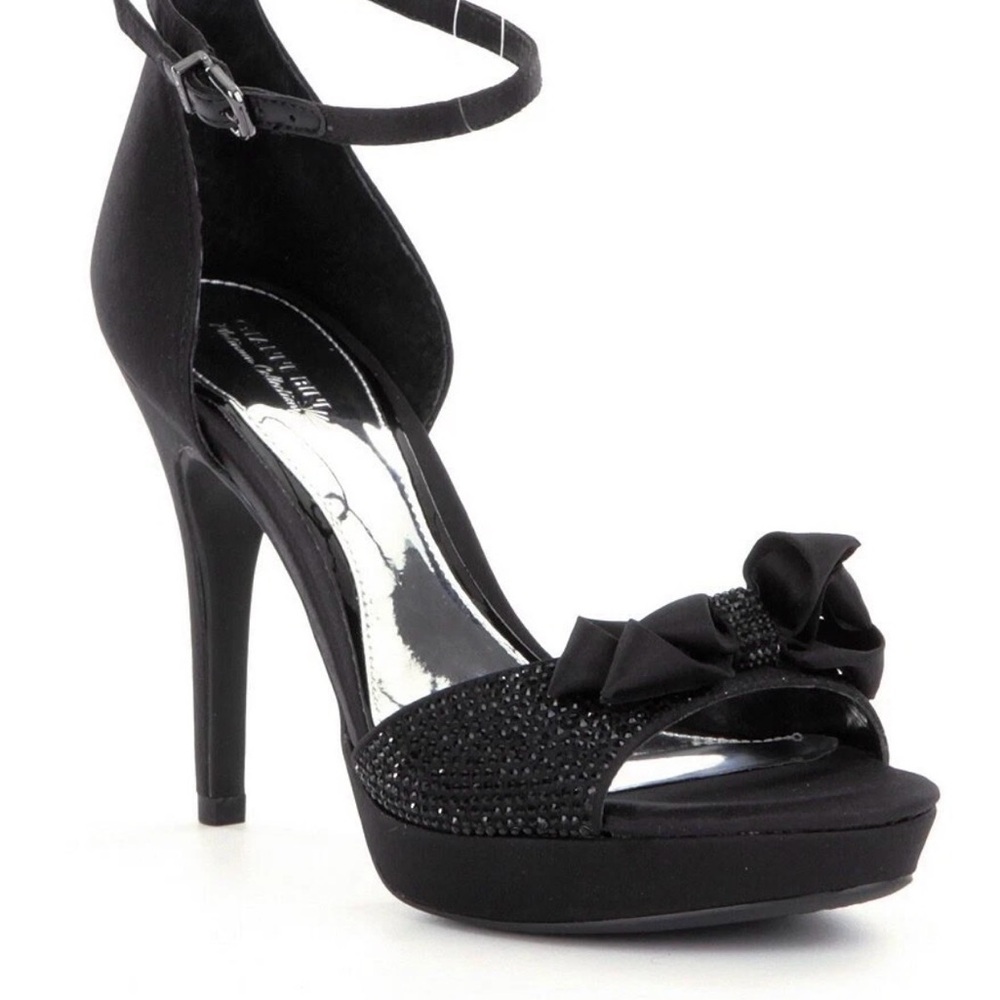 Gianni Bini Black Open-Toe Ankle-Strap Heels with Bow Accent size 9 - Picture 2 of 10